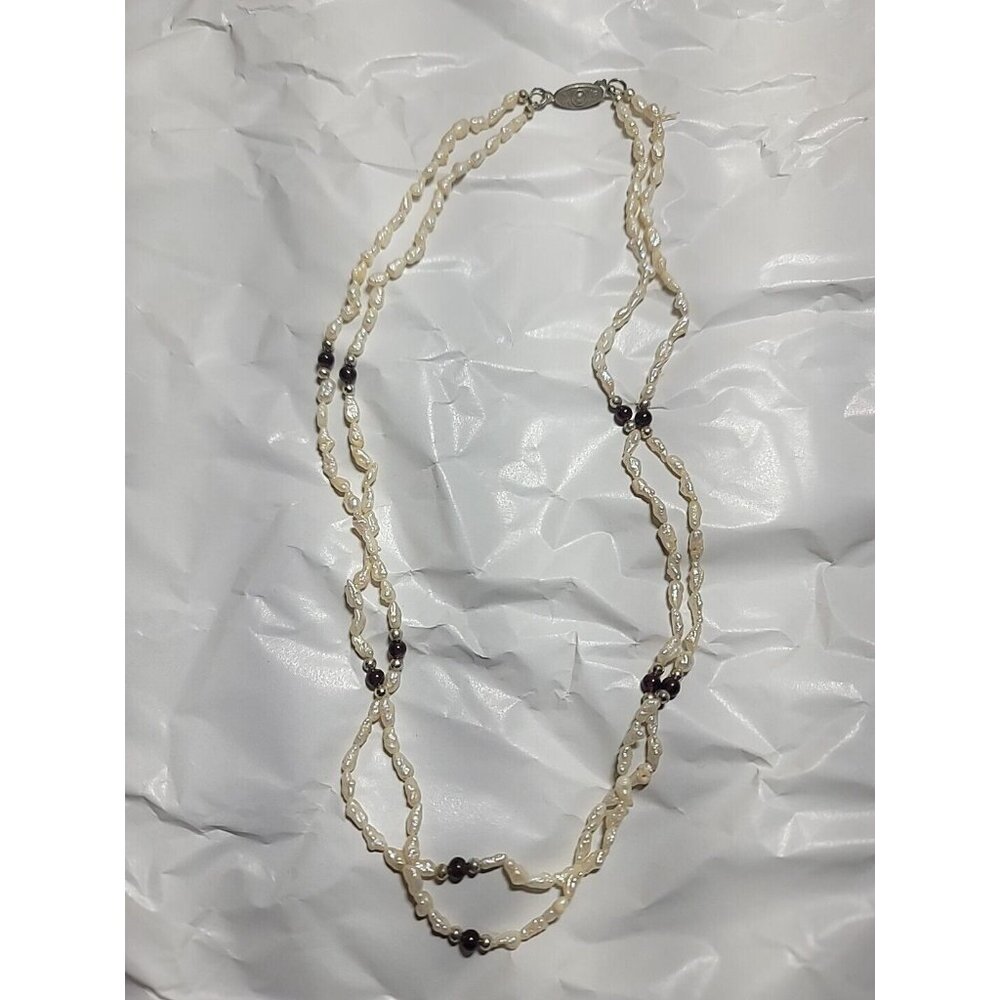 Vintage Genuine Rice Pearl and Amethyst Statement Necklace